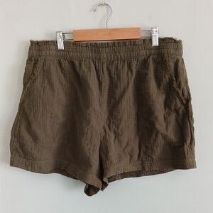 Aerie Women's Olive Green Easy Slip On Cotton Shorts Size XL